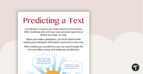 Predicting a Text - Poster and Worksheet teaching resource