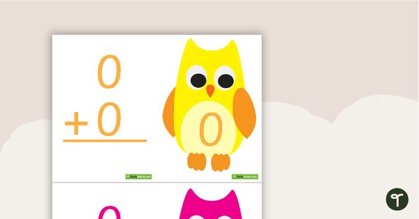 Go to 1-10 Addition Flashcards - Owls (Vertical) teaching resource
