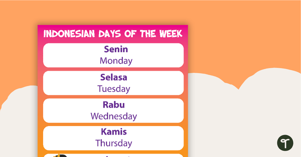 Go to Days of the Week - Indonesian Language Poster teaching resource
