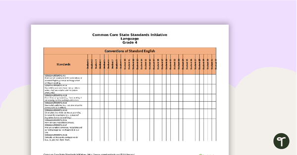 Common Core State Standards Progression Trackers - Grade 4 - Language teaching resource