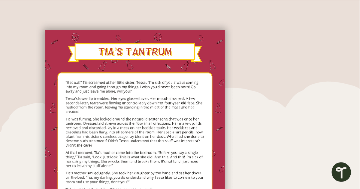 Comprehension - Tia's Tantrum teaching resource