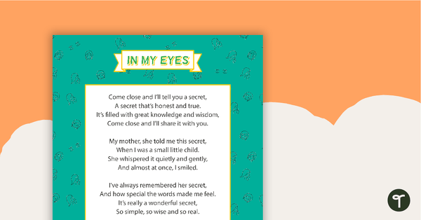 In My Eyes (Poem) - Comprehension teaching resource