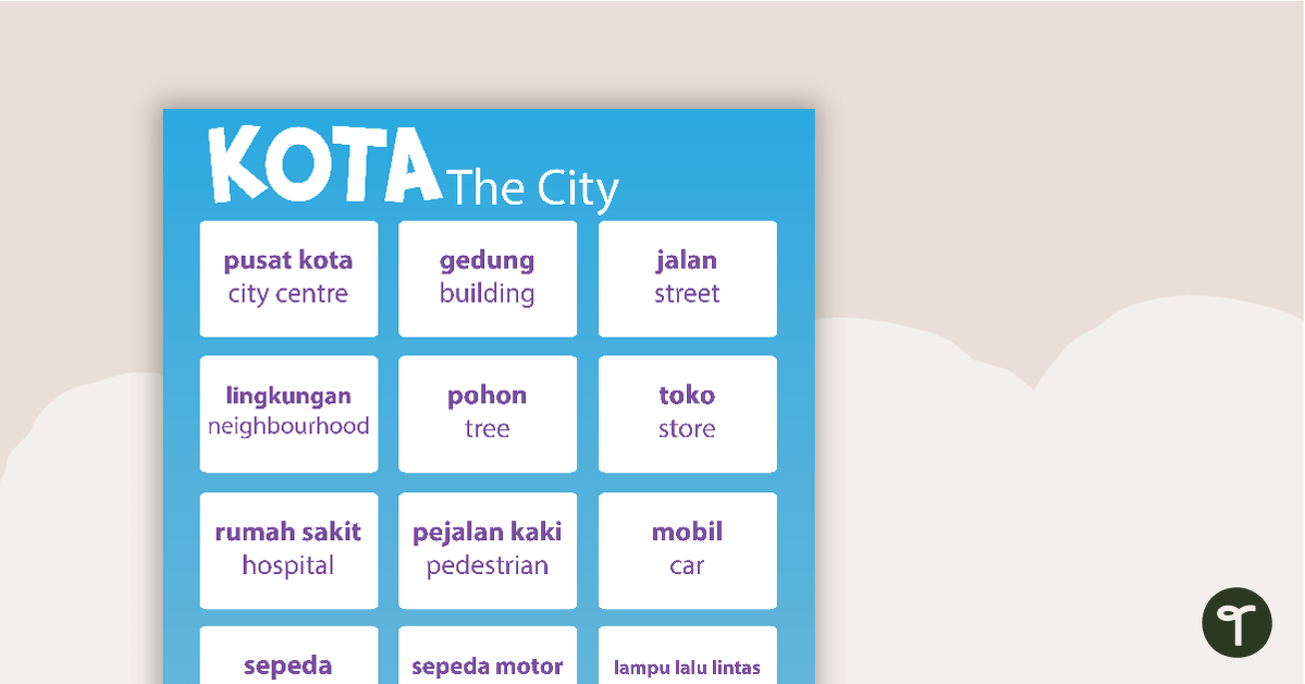 The City - Indonesian Language Poster teaching resource