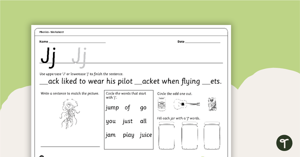Go to Letter Jj - Alphabet Worksheet teaching resource