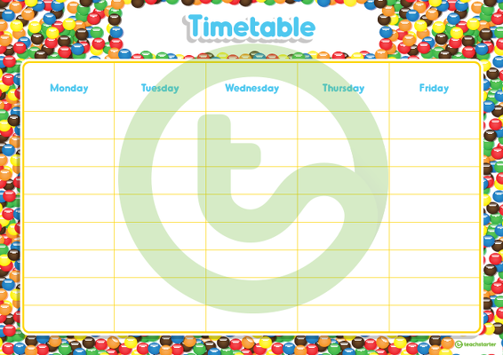 Chocolate Buttons - Weekly Timetable teaching resource
