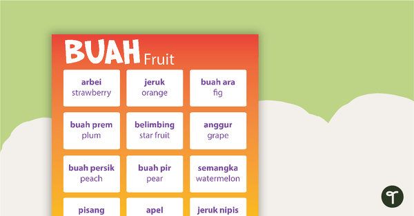 Fruit - Indonesian Language Poster teaching resource