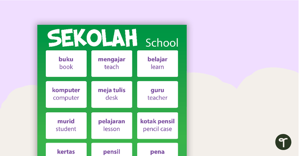 Preview image for School - Indonesian Language Poster - teaching resource