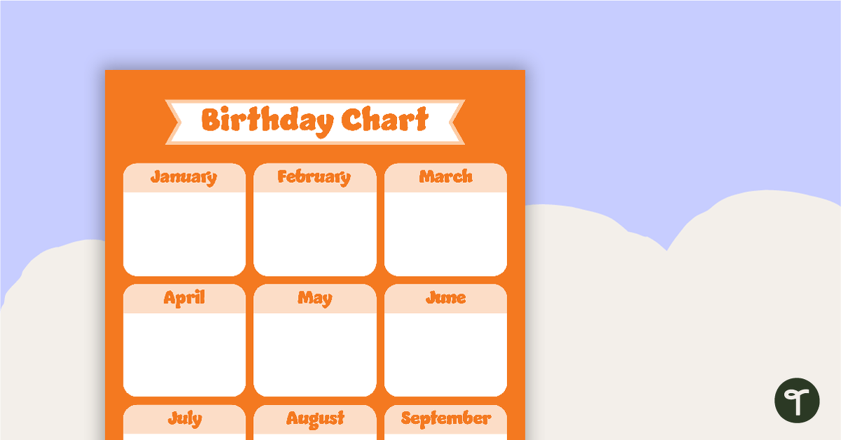 Plain Orange - Birthday Chart teaching resource