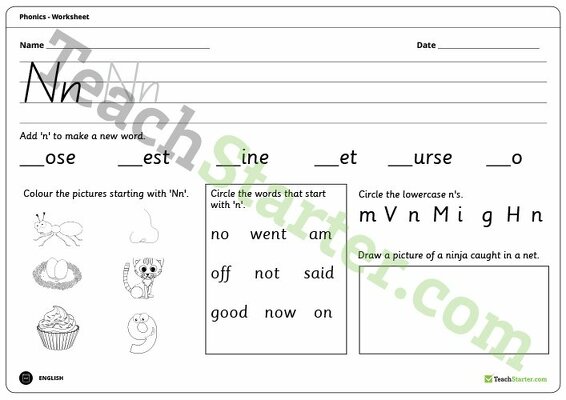 Letter Nn - Alphabet Worksheet teaching resource
