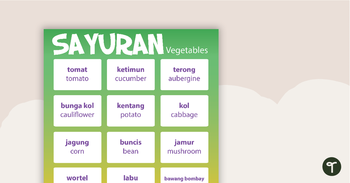 Vegetables - Indonesian Language Poster teaching resource