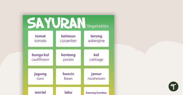 Go to Vegetables - Indonesian Language Poster teaching resource