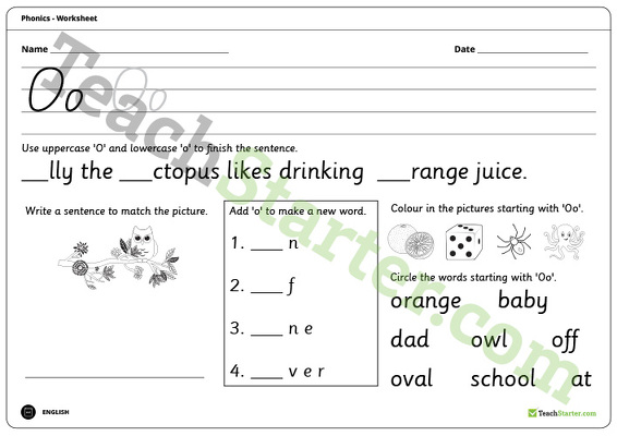 Letter Oo - Alphabet Worksheet teaching resource
