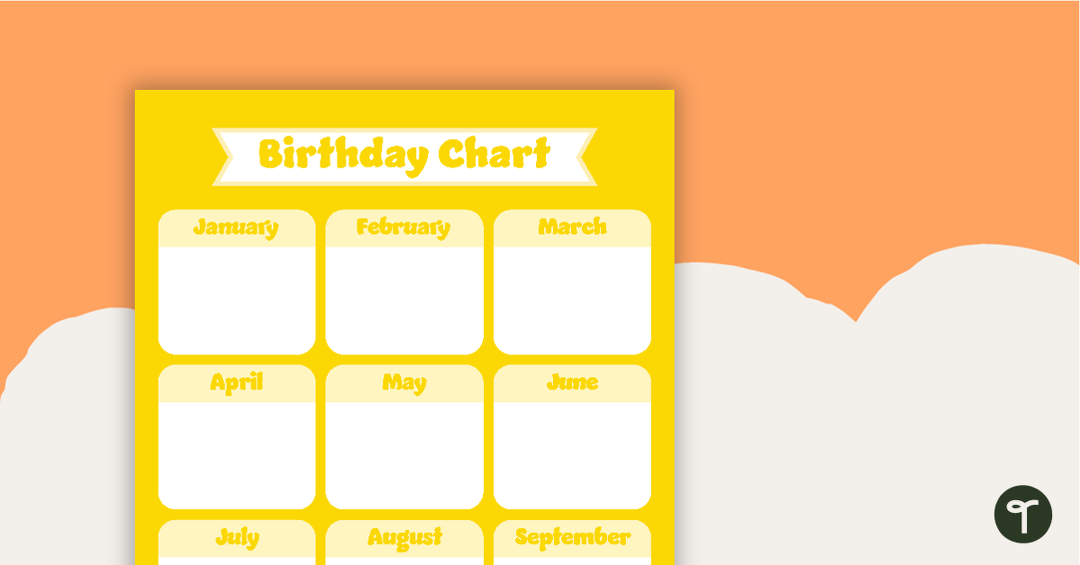 Plain Yellow - Birthday Chart teaching resource