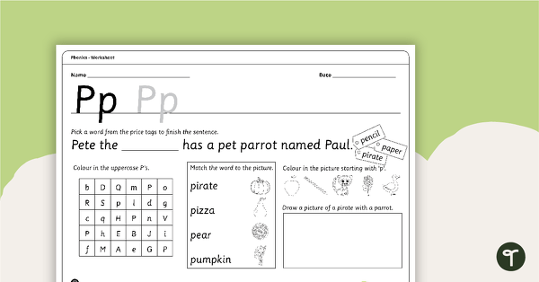 Go to Letter Pp - Alphabet Worksheet teaching resource