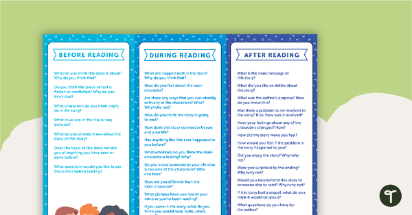 Go to Before, During, and After Reading Fiction - Question Prompts teaching resource