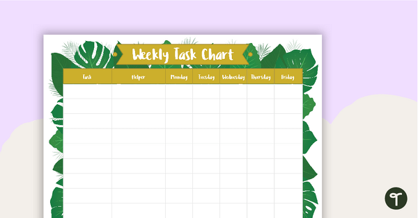 Go to Lush Leaves White - Weekly Task Chart teaching resource