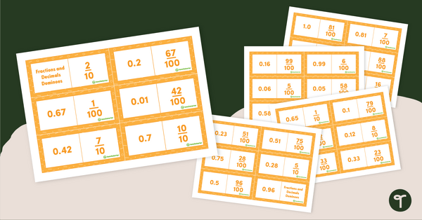 Preview image for Fraction and Decimal Dominoes - Tenths and Hundredths - teaching resource