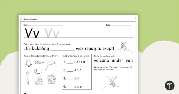 Go to Letter Vv - Alphabet Worksheet teaching resource