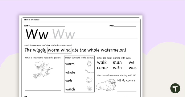 Letter Ww - Alphabet Worksheet teaching resource