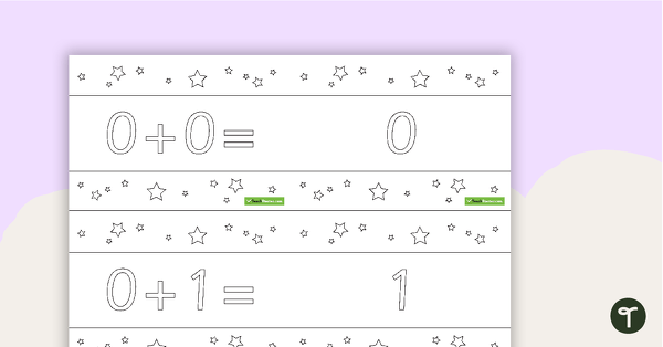 Preview image for 1-10 Addition Flashcards - Stars BW (Horizontal) - teaching resource