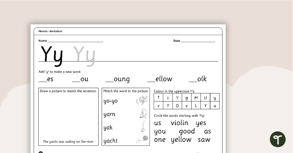 Letter Yy - Alphabet Worksheet teaching resource