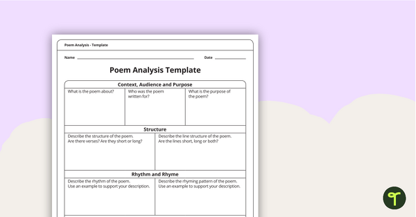 Go to Poetry Analysis Template teaching resource