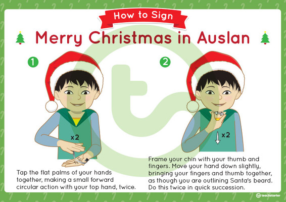 Auslan How to Sign "Merry Christmas" Poster teaching resource