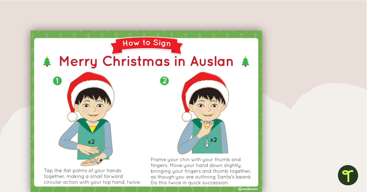 Auslan How to Sign "Merry Christmas" Poster teaching resource