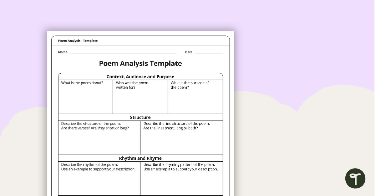 Poetry Analysis Template teaching resource