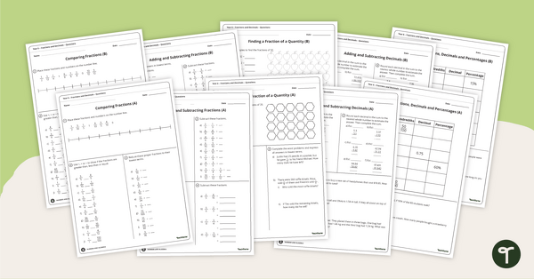 Preview image for Fractions and Decimals Worksheets - Year 6 - teaching resource