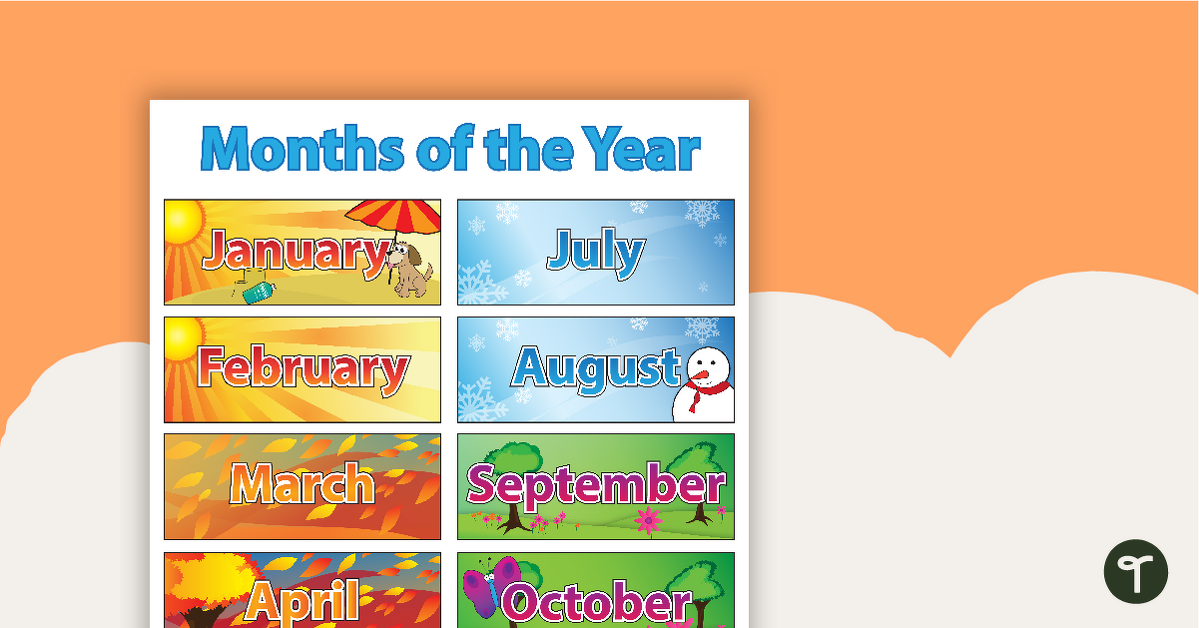 Months of the Year Poster — Southern Hemisphere teaching resource