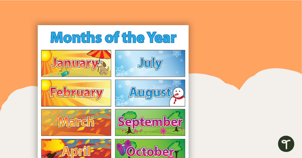 Image of Months of the Year Poster - Southern Hemipshere