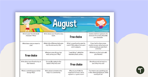 Go to August Writing Prompts - Lower Elementary teaching resource