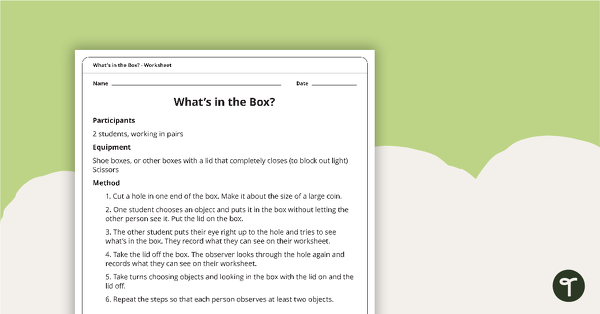 Go to What's in the Box? - Worksheet teaching resource