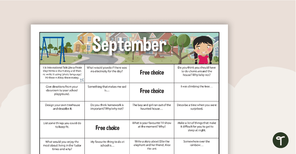 September Writing Prompts - Lower Primary teaching resource