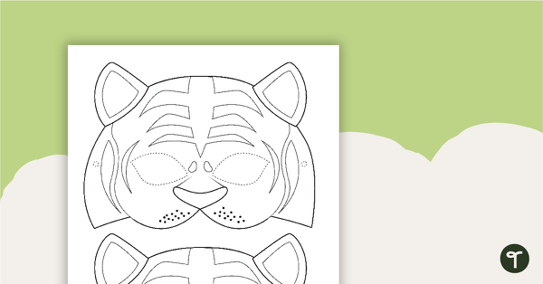 老虎面罩模板的预览图像 - 教学资源