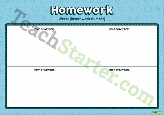 Homework Activities Matrix - Year 2 teaching resource