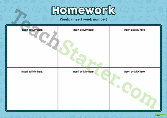 Homework Activities Matrix - Year 2 teaching resource