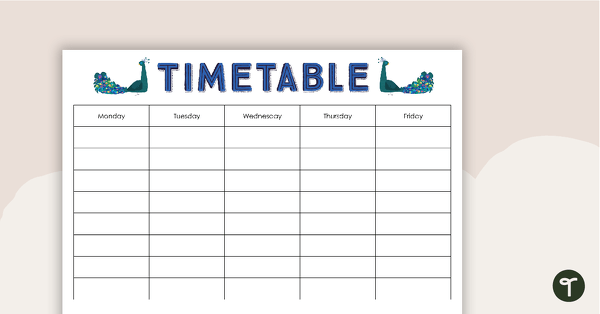 Proud Peacocks - Weekly Timetable teaching resource