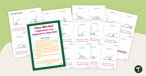 Preview image for I Have, Who Has? Game - Complementary and Supplementary Angles - teaching resource