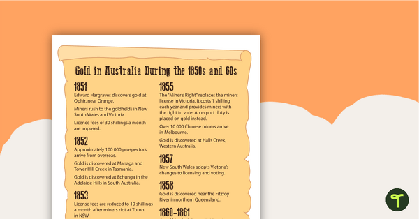 Go to Australian Gold Rush - Timeline Banner teaching resource