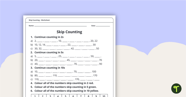 Preview image for Skip Counting Worksheet - teaching resource