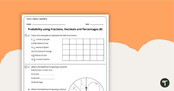 Chance Worksheets - Year 6 teaching resource