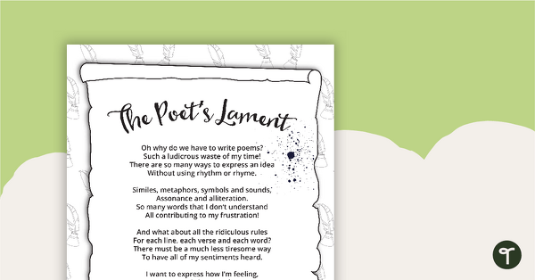 The Poet's Lament - Comprehension teaching resource