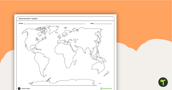 Go to Blank Map of the World Template teaching resource