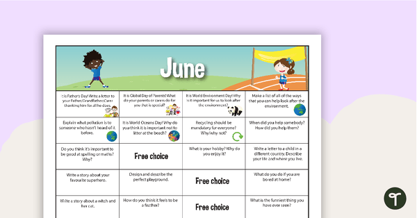 June Writing Prompts - Lower Primary teaching resource