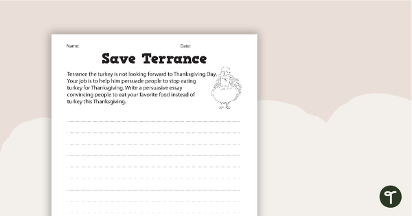 Image of Save Terrance the Turkey - Thanksgiving Activity