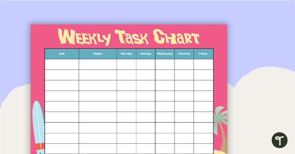 Surf's Up - Weekly Task Chart teaching resource