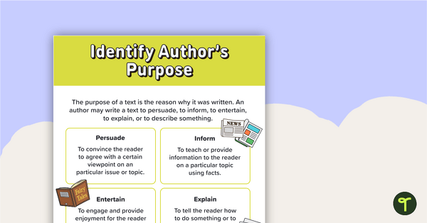 Go to Identify Author's Purpose Poster teaching resource