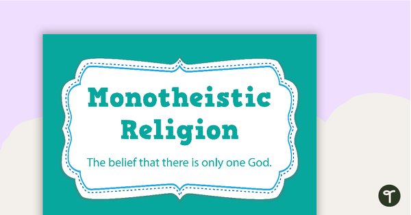 Monotheistic Religion Posters teaching resource